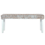 Bench 110 cm White Natural Kubu Rattan and Solid Mahogany Wood 285788