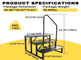 RV Step Stool, 3 Step, Hot Tub Steps with Handrail, Portable Pool, 660Lbs Heavy Duty 90149210