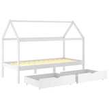 Kids Bed Frame with Drawers White Solid Pine Wood 90x200 cm 322141