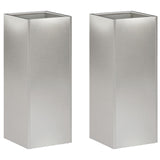 Garden Planter 2 pcs Silver 20 x 20 x 40 cm Stainless Steel 8005297