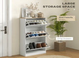 Shoe Cabinet with 3 Flip Drawers, Narrow Shoe Storage Cabinet for 18 Pairs, Freestanding Slim Shoe T3398P344852