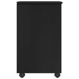 Rolling Cabinet Black 34 x 39 x 65.5 cm Solid Pine Wood 42028359