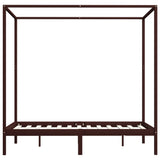 Canopy Bed Frame without Mattress Dark Brown Solid Wood 120x200cm 283270