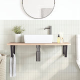 Basin Shelf Wall Mounted Steel and Solid Wood Oak 3302387