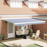 Retractable Awning Blue and white 450 x 300 cm Fabric, Metal 3330848