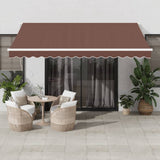Manual Retractable Awning with LED Brown 400x350 cm 3215388