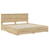 Bed Frame with Drawer Sonoma Oak 200 x 200 cm Engineered Wood 3411266