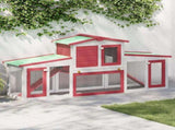 170845 Outdoor Large Rabbit Hutch Red and White 201x45x85 cm Wood