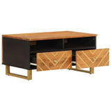 Coffee Table Brown and Black 80x54x40 cm Solid Wood Mango 356796