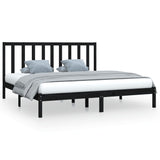 Bed Frame without Mattress Black Solid Wood Pine 200x200 cm 3105184