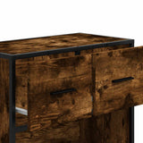 Bedside Cabinet Smoked Oak 60x31x60 cm Engineered Wood and Metal 848696