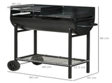 Steel 2-Grill Charcoal BBQ w/ Wheels Black T3398P317787