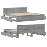 Bed Frame with Headboard without Mattress Grey Sonoma 180x200 cm Super King 3295546
