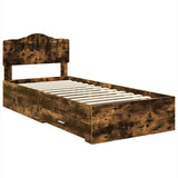 Bed Frame with Drawer Smoked Oak 100 x 200 cm Engineered Wood 3413233