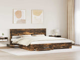 Bed Frame with Drawer Smoked Oak 200 x 200 cm Engineered Wood 3409956