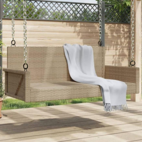 Swing Bench Beige 119x56x48 cm Poly Rattan 365628