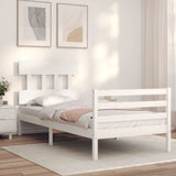 Bed Frame without Mattress White Single Solid Wood 3195122