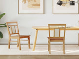 Dining Chair 2 pcs Natural Solid Rubber Wood 42020504