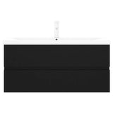 Sink Cabinet with Built-in Basin Black Engineered Wood 3071658