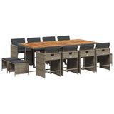 Garden Dining Set Grey and Brown PE Rattan Large Foldable 3211166