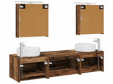 Bathroom Furniture Set 5 pcs Old Wood Engineered Wood and Glass 3406997
