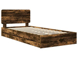 Bed Frame with Drawer Smoked Oak 90 x 200 cm Engineer Wood 3412634