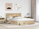 Bed Frame with Drawer Sonoma Oak 140 x 200 cm Engineered Wood 3409651