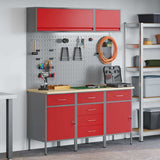 Work Cabinet Set with Drawer with Storage Manual 8 pcs Red 3321445