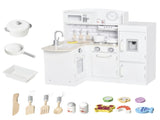 Kids Play Kitchen Wooden Toy Kitchen Cooking Set for Children with Drinking Fountain, Microwave, and T3398P348110