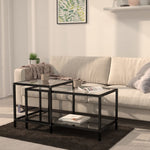 Tea Tables 2 pcs Tempered Glass Black 331614