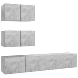 4 Piece TV Cabinet Set Concrete Grey Engineered Wood 3079130