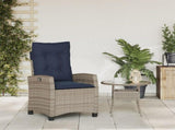 Reclining Garden Chair with Cushions Grey Poly Rattan 365215