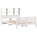 ZNTS Bed Frame without Mattress White 135x190 cm Double Solid Wood Pine 3309948
