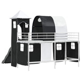 Kids'Loft Bed Frame White and Black 100 x 190 cm Metal 42020896