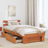 Bed Frame with Headboard Wax Brown 80 x 200 cm Solid Pine Wood 872547