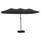 Double-Head Garden Parasol with LEDs Black 449x265 cm 362959
