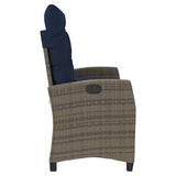 Reclining Garden Bench with Cushions Grey Poly Rattan 368233