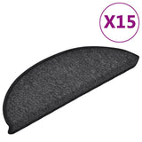 Stair Mats 15 pcs 56x17x3 cm Anthracite Half Round 133876