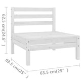 7 Piece Garden Lounge Set White Solid Wood Pine 3083340