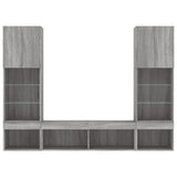 5 Piece TV Wall Units with LED Grey Sonoma Engineered Wood 3216695