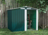 Garden Metal Tool Storage Shed with Sliding Door, Sloped Roof and Floor Foundation, 152 x 132 x T3398P328395