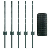 Fence with Posts Green 0.6 x 10 m Steel 3335965