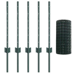 Fence with Posts Green 0.6 x 10 m Steel 3335997