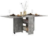 Folding Dining Table, Drop Leaf Table with 2-Tier Shelves, Rolling Casters, for Small Spaces, T3398P330392