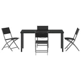 Garden Dining Set Folding 5 pcs Black Powder-Coated Steel 3379376
