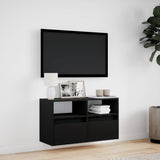 TV Wall Cabinet with LED Lights Black 80x31x45 cm 852328
