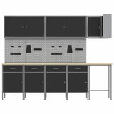Work Cabinet Set with Drawer with Shelf 12 pcs Black and Grey 3321506