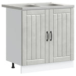 ZNTS Kitchen Cabinet 'Lucca'with Double Sinks in Concrete Grey Made of Engineered Wood 3315015