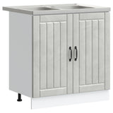 ZNTS Kitchen Cabinet 'Lucca'with Double Sinks in Concrete Grey Made of Engineered Wood 3315015
