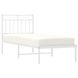 Metal Bed Frame without Mattress with Headboard White 80x200cm 373731